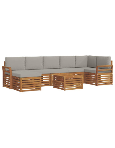 Set divani con cuscino 8 pcs Grigio Naturale e Chiaro