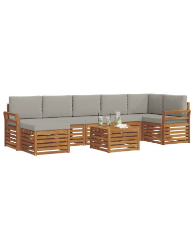 Set divani con cuscino 8 pcs Grigio Naturale e Chiaro