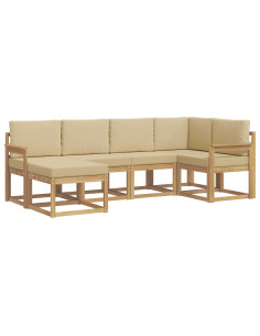Set di divani da esterno 6 pcs Bianco e Beige Poliestere 2