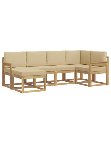 Set di divani da esterno 6 pcs Bianco e Beige Poliestere