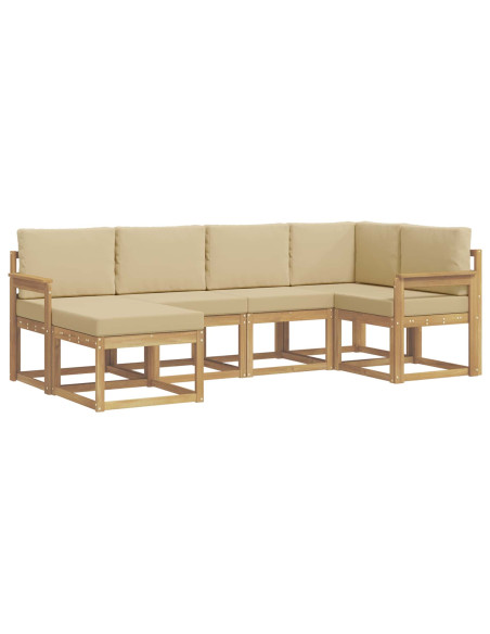 Set di divani da esterno 6 pcs Bianco e Beige Poliestere
