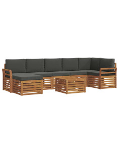 Set divani 8 pcs Naturale e Antracite Legno di Acacia Massello 2