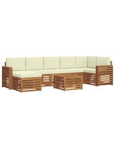 Set divani 8 pcs Naturale e Crema Legno di Acacia Massello 2