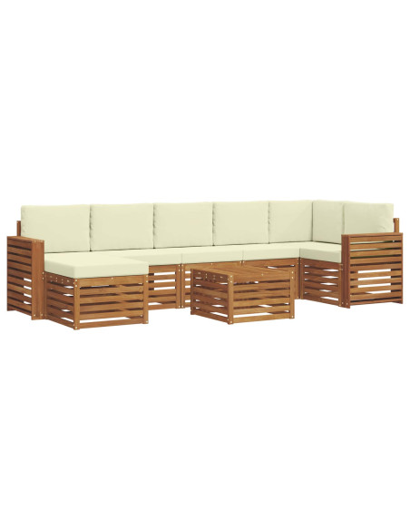 Set divani 8 pcs Naturale e Crema Legno di Acacia Massello