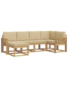 Set di divani da esterno 6 pcs Bianco e Beige Poliestere 2