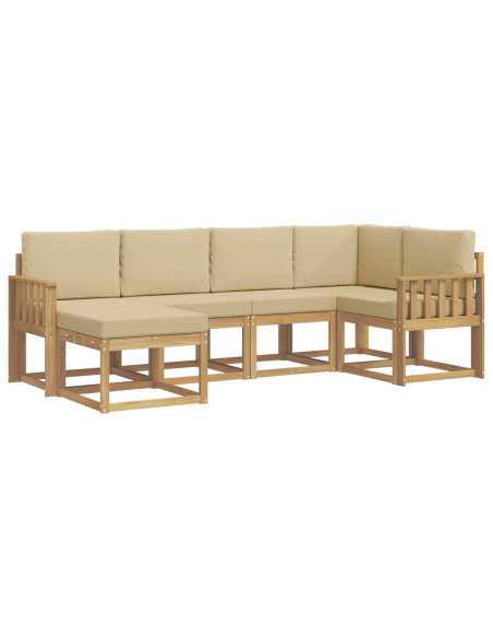 Set di divani da esterno 6 pcs Bianco e Beige Poliestere