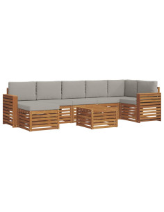 Set divani con cuscino 8 pcs Grigio Naturale e Chiaro 2