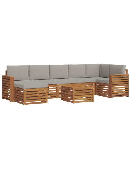 Set divani con cuscino 8 pcs Grigio Naturale e Chiaro