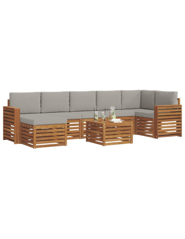 Set divani con cuscino 8 pcs Grigio Naturale e Chiaro