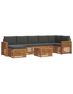 Set divani 8 pcs Naturale e Antracite Legno di Acacia Massello 2