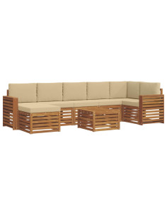 Set divani 8 pcs Naturale e Beige Legno di Acacia Massello 2
