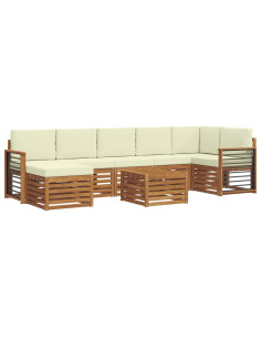 Set divani 8 pcs Naturale e Crema Legno di Acacia Massello 2