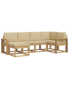 Set di divani da esterno 6 pcs Bianco e Beige Poliestere 2