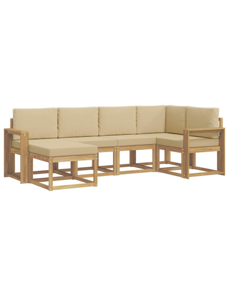 Set di divani da esterno 6 pcs Bianco e Beige Poliestere