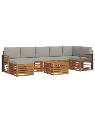 Set divani con cuscino 8 pcs Grigio Naturale e Chiaro