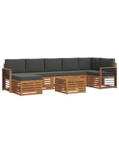 Set divani 8 pcs Naturale e Antracite Legno di Acacia Massello 2