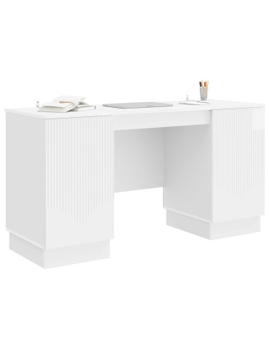 Scrivania Bianco Lucido 142,5 x 50 x 75 cm Legno ingegnerizzato