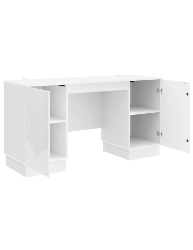 Scrivania Bianco Lucido 142,5 x 50 x 75 cm Legno ingegnerizzato