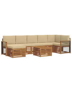 Set divani 8 pcs Naturale e Beige Legno di Acacia Massello 2