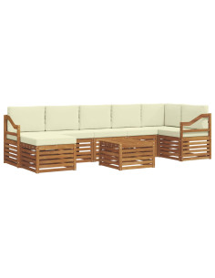 Set divani 8 pcs Naturale e Crema Legno di Acacia Massello 2