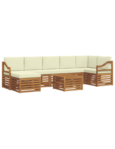 Set divani 8 pcs Naturale e Crema Legno di Acacia Massello