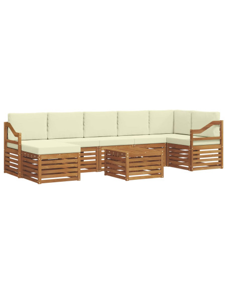Set divani 8 pcs Naturale e Crema Legno di Acacia Massello