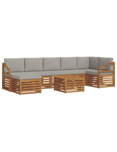 Set divani con cuscino 8 pcs Grigio Naturale e Chiaro 2