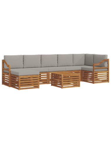 Set divani con cuscino 8 pcs Grigio Naturale e Chiaro