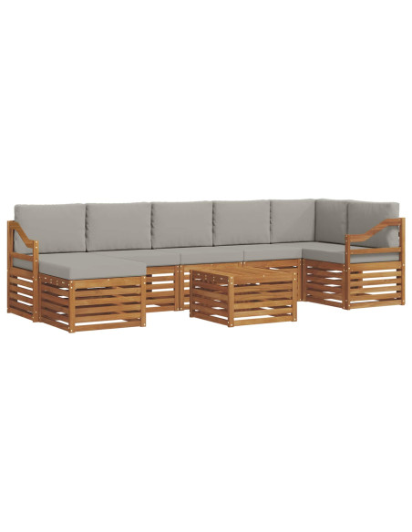 Set divani con cuscino 8 pcs Grigio Naturale e Chiaro