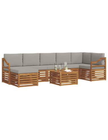 Set divani con cuscino 8 pcs Grigio Naturale e Chiaro