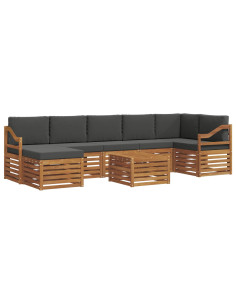 Set divani 8 pcs Naturale e Antracite Legno di Acacia Massello 2