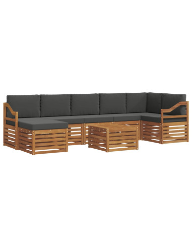 Set divani 8 pcs Naturale e Antracite Legno di Acacia Massello