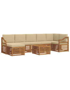 Set divani 8 pcs Naturale e Beige Legno di Acacia Massello 2