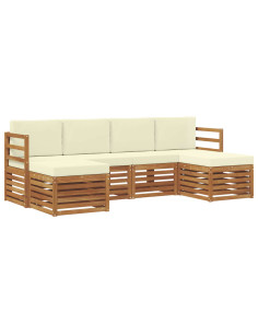 Set divani 6 pcs Naturale e Crema Legno di Acacia Massello 2