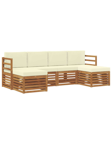 Set divani 6 pcs Naturale e Crema Legno di Acacia Massello