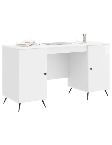 Scrivania Bianco Lucido 142,5 x 50 x 75 cm Legno ingegnerizzato