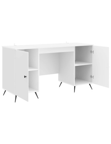 Scrivania Bianco Lucido 142,5 x 50 x 75 cm Legno ingegnerizzato
