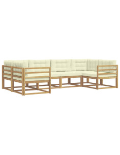Set di divani da esterno con cuscino 6 pcs Bianco e Crema 2