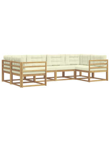 Set di divani da esterno con cuscino 6 pcs Bianco e Crema