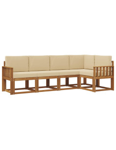 Set di divani con cuscino 5 pcs Naturale e Beige 2