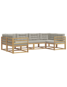 Set di divani da esterno 6 pcs Bianco e Grigio Chiaro 2