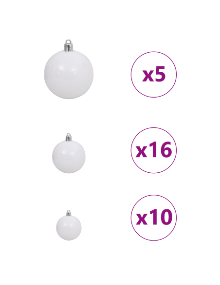 Albero di Natale artificiale con luci integrate Argento 210 cm