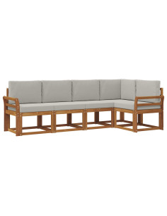 Set di divani con cuscino 5 pcs Grigio Naturale e Chiaro 2