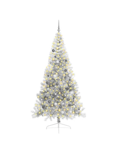 Albero di Natale artificiale con luci integrate Argento 240 cm