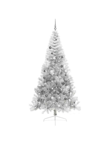 Albero di Natale artificiale con luci integrate Argento 240 cm