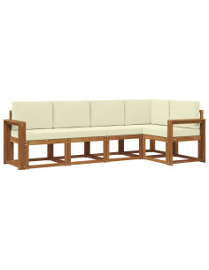 Set di divani con cuscino 5 pcs Naturale e Crema 2
