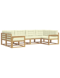 Set di divani da esterno con cuscino 6 pcs Bianco e Crema 2