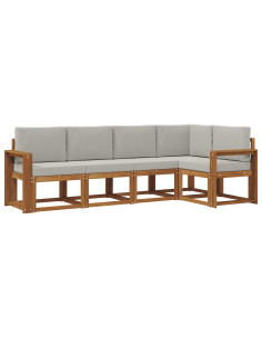 Set di divani con cuscino 5 pcs Grigio Naturale e Chiaro 2