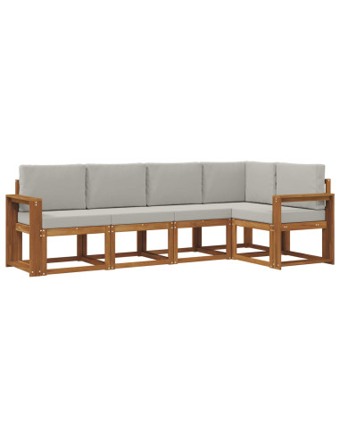 Set di divani con cuscino 5 pcs Grigio Naturale e Chiaro