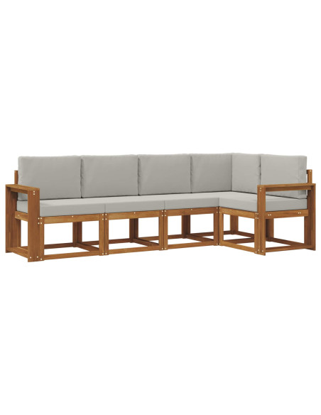 Set di divani con cuscino 5 pcs Grigio Naturale e Chiaro
